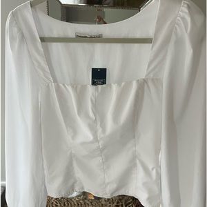 Abercrombie and Fitch white long sleeve blouse size Small